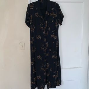 Black button-down maxi dress, Size M